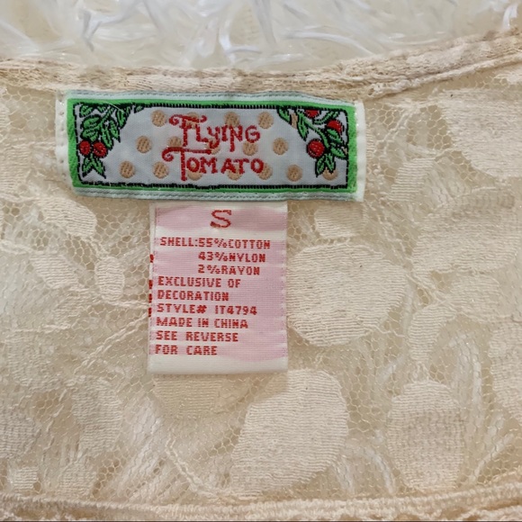 Flying Tomato Cream Lace Top, Small - Picture 8 of 9